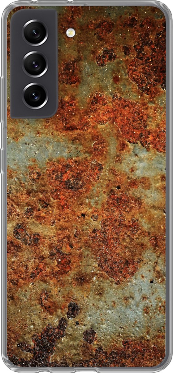 Telefoonhoesje Geschikt voor Samsung Galaxy S21 FE hoesje - IJzer - Vintage - Roest print - Siliconen Telefoonhoesje Telefoonhoesje
