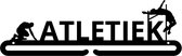 Atletiek Medaillehanger zwarte coating - staal - (35cm breed) - Nederlands product - incl. cadeauverpakking - sportcadeau - medalhanger - medailles - kogelslingeren - kogelstoten- verspringen- hoogspringen - muurdecoratie