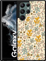 Galaxy S22 Ultra Hardcase hoesje Doodle Flower Pattern - Designed by Cazy