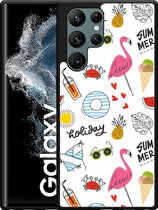 Galaxy S22 Ultra Hardcase hoesje Summer Flamingo - Designed by Cazy