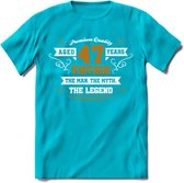 47 Jaar Legend T-Shirt | Goud - Wit | Grappig Verjaardag en Feest Cadeau Shirt | Dames - Heren - Unisex | Tshirt Kleding Kado | - Blauw - L