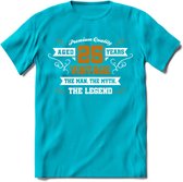 25 Jaar Legend T-Shirt | Goud - Wit | Grappig Verjaardag en Feest Cadeau Shirt | Dames - Heren - Unisex | Tshirt Kleding Kado | - Blauw - L