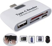 4 in 1 OTG kaartlezer - OTG Type C /USB/SD/TF - Multifunctionele oplaadpoort met slimme adapter - Wit