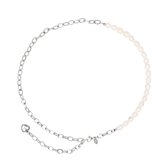 Parelsnoer - parelketting- halsketting - stainless steel - zilver - zoetwater parels - Yehwang - ketting