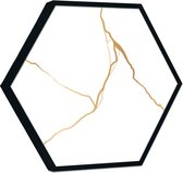 Akoestische panelen - Geluidsisolatie - Akoestische wandpanelen - Akoestisch schilderij AcousticHexagon® - paneel met gouden Japanse Kintsugi kunst - design 138 - 140cm - zwart - W