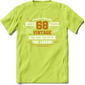 68 Jaar Legend T-Shirt | Goud - Wit | Grappig Verjaardag en Feest Cadeau Shirt | Dames - Heren - Unisex | Tshirt Kleding Kado | - Groen - 3XL
