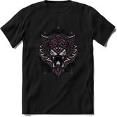 Tijger - Dieren Mandala T-Shirt | Roze | Grappig Verjaardag Zentangle Dierenkop Cadeau Shirt | Dames - Heren - Unisex | Wildlife Tshirt Kleding Kado | - Zwart - S