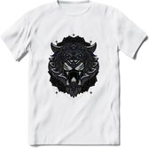 Tijger - Dieren Mandala T-Shirt | Donkerblauw | Grappig Verjaardag Zentangle Dierenkop Cadeau Shirt | Dames - Heren - Unisex | Wildlife Tshirt Kleding Kado | - Wit - XXL