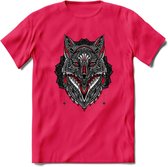 Vos - Dieren Mandala T-Shirt | Rood | Grappig Verjaardag Zentangle Dierenkop Cadeau Shirt | Dames - Heren - Unisex | Wildlife Tshirt Kleding Kado | - Roze - XXL