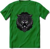 Tijger - Dieren Mandala T-Shirt | Paars | Grappig Verjaardag Zentangle Dierenkop Cadeau Shirt | Dames - Heren - Unisex | Wildlife Tshirt Kleding Kado | - Donker Groen - L