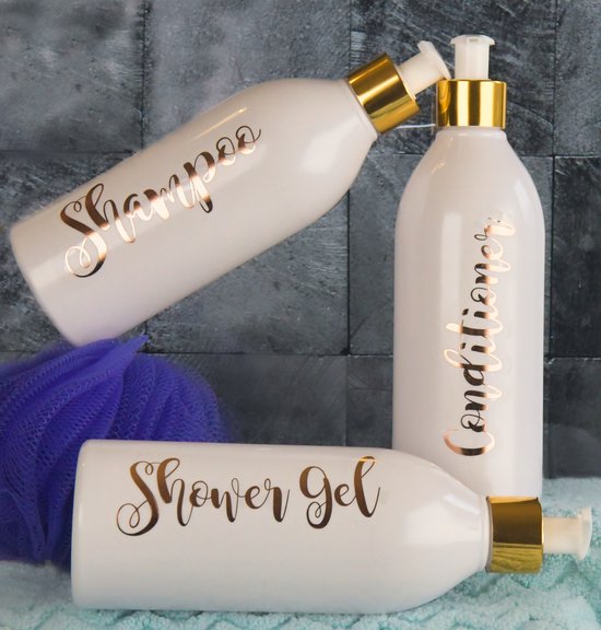 Navulflessen shampoo, conditioner shower gel zeepdispenser - - kleur... | bol.com
