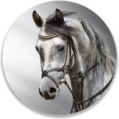 Wandcirkel Paard Zwart Wit | ⌀ 50 cm | Wanddecoratie | Muurcirkel Binnen | Forex | Ronde Schilderijen