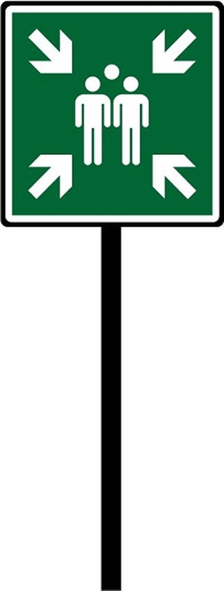 Verzamelplaats bord 40x40 cm (compleet) incl. paal ø 60 mm ZWART klasse 1