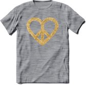 Valentijn Goud Hart T-Shirt | Grappig Valentijnsdag Cadeautje voor Hem en Haar | Dames - Heren - Unisex | Kleding Cadeau | - Donker Grijs - Gemaleerd - M