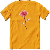 Valentijn roos Hart T-Shirt | Grappig Valentijnsdag Cadeautje voor Hem en Haar | Dames - Heren - Unisex | Kleding Cadeau | - Geel - S