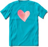 Valentijn Pastel waterverf Hart T-Shirt | Grappig Valentijnsdag Cadeautje voor Hem en Haar | Dames - Heren - Unisex | Kleding Cadeau | - Blauw - M