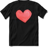 Valentijn Pastel waterverf Hart T-Shirt | Grappig Valentijnsdag Cadeautje voor Hem en Haar | Dames - Heren - Unisex | Kleding Cadeau | - Zwart - XXL