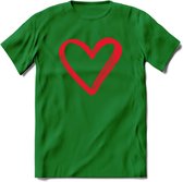 Valentijn Hart T-Shirt | Grappig Valentijnsdag Cadeautje voor Hem en Haar | Dames - Heren - Unisex | Kleding Cadeau | - Donker Groen - M