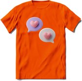 Valentijn Hart chat T-Shirt | Grappig Valentijnsdag Cadeautje voor Hem en Haar | Dames - Heren - Unisex | Kleding Cadeau | - Oranje - 3XL