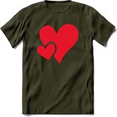 Valentijn Hart T-Shirt | Grappig Valentijnsdag Cadeautje voor Hem en Haar | Dames - Heren - Unisex | Kleding Cadeau | - Leger Groen - L