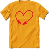 Valentijn Hart T-Shirt | Grappig Valentijnsdag Cadeautje voor Hem en Haar | Dames - Heren - Unisex | Kleding Cadeau | - Geel - M