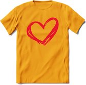 Valentijn Hart T-Shirt | Grappig Valentijnsdag Cadeautje voor Hem en Haar | Dames - Heren - Unisex | Kleding Cadeau | - Geel - 3XL