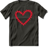 Valentijn Hart T-Shirt | Grappig Valentijnsdag Cadeautje voor Hem en Haar | Dames - Heren - Unisex | Kleding Cadeau | - Donker Grijs - XXL