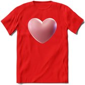 Valentijn Hart T-Shirt | Grappig Valentijnsdag Cadeautje voor Hem en Haar | Dames - Heren - Unisex | Kleding Cadeau | - Rood - S
