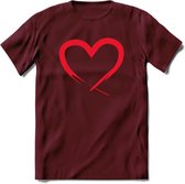 Valentijn Hart T-Shirt | Grappig Valentijnsdag Cadeautje voor Hem en Haar | Dames - Heren - Unisex | Kleding Cadeau | - Burgundy - S