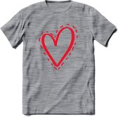 Valentijn Hart T-Shirt | Grappig Valentijnsdag Cadeautje voor Hem en Haar | Dames - Heren - Unisex | Kleding Cadeau | - Donker Grijs - Gemaleerd - XXL