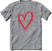 Valentijn Hart T-Shirt | Grappig Valentijnsdag Cadeautje voor Hem en Haar | Dames - Heren - Unisex | Kleding Cadeau | - Donker Grijs - Gemaleerd - M