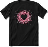 Valentijn Hart T-Shirt | Grappig Valentijnsdag Cadeautje voor Hem en Haar | Dames - Heren - Unisex | Kleding Cadeau | - Zwart - M