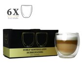 Sybra® Dubbelwandige koffieglazen - 6x 250ml - Theeglazen - Dubbelwandige theeglazen - Cappuccino glazen