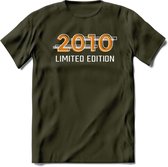 2010 Limited Edition Lines T-Shirt | Goud - Zilver | Grappig Verjaardag en Feest Cadeau Shirt | Dames - Heren - Unisex | Tshirt Kleding Kado | - Leger Groen - L