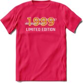 1999 Limited Edition T-Shirt | Goud - Zilver | Grappig Verjaardag en Feest Cadeau Shirt | Dames - Heren - Unisex | Tshirt Kleding Kado | - Roze - XL