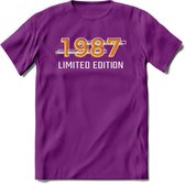 1987 Limited Edition T-Shirt | Goud - Zilver | Grappig Verjaardag en Feest Cadeau Shirt | Dames - Heren - Unisex | Tshirt Kleding Kado | - Paars - M