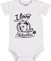 Baby Rompertje met tekst 'Chihuahua' |Korte mouw l | wit zwart | maat 50/56 | cadeau | Kraamcadeau | Kraamkado