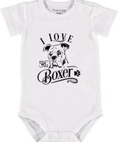 Baby Rompertje met tekst 'Boxer' |Korte mouw l | wit zwart | maat 50/56 | cadeau | Kraamcadeau | Kraamkado