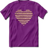 Valentijn Goud Hart T-Shirt | Grappig Valentijnsdag Cadeautje voor Hem en Haar | Dames - Heren - Unisex | Kleding Cadeau | - Paars - M