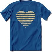 Valentijn Goud Hart T-Shirt | Grappig Valentijnsdag Cadeautje voor Hem en Haar | Dames - Heren - Unisex | Kleding Cadeau | - Donker Blauw - XXL