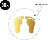 30x Sluitsticker Baby voetjes | Goudfolie | 40 mm | Geboorte Sticker | Sluitzegel | Sticker Geboortekaart | Luxe Sluitzegel