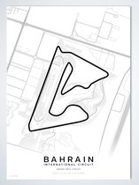 Bahrain F1 Circuit Wit op Poster - 50 x 70cm - Auto Poster Kinderkamer / Slaapkamer / Kantoor