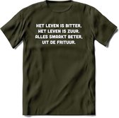 Het Leven IS Bitter, Het Leven Is Zuur... - Snack T-Shirt | Grappig Verjaardag Kleding Cadeau | Eten En Snoep Shirt | Dames - Heren - Unisex Tshirt | - Leger Groen - XXL