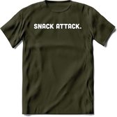 Snack Attack - Snack T-Shirt | Grappig Verjaardag Kleding Cadeau | Eten En Snoep Shirt | Dames - Heren - Unisex Tshirt | - Leger Groen - XXL