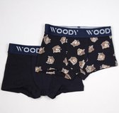 Woody duopack boxershort jongens - donkerblauw + highlander koe - 212-1-CLD-Z/019 - maat 164