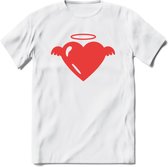 Valentijn Hart T-Shirt | Grappig Valentijnsdag Cadeautje voor Hem en Haar | Dames - Heren - Unisex | Kleding Cadeau | - Wit - XXL