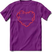 Valentijn Hart T-Shirt | Grappig Valentijnsdag Cadeautje voor Hem en Haar | Dames - Heren - Unisex | Kleding Cadeau | - Paars - XXL