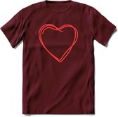 Valentijn Hart T-Shirt | Grappig Valentijnsdag Cadeautje voor Hem en Haar | Dames - Heren - Unisex | Kleding Cadeau | - Burgundy - XL