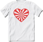 Valentijn Hart T-Shirt | Grappig Valentijnsdag Cadeautje voor Hem en Haar | Dames - Heren - Unisex | Kleding Cadeau | - Wit - 3XL