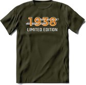 1938 Limited Edition T-Shirt | Goud - Zilver | Grappig Verjaardag en Feest Cadeau Shirt | Dames - Heren - Unisex | Tshirt Kleding Kado | - Leger Groen - M